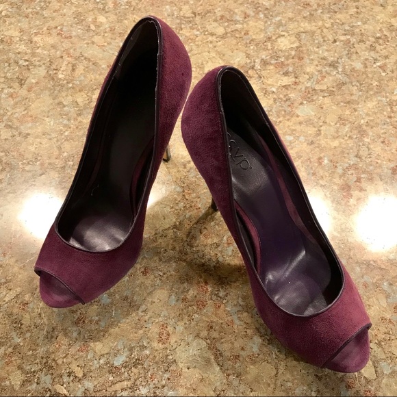 RSVP Shoes - Purple suede open toe heels